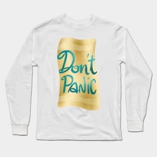 Don't panic on golden towel Long Sleeve T-Shirt